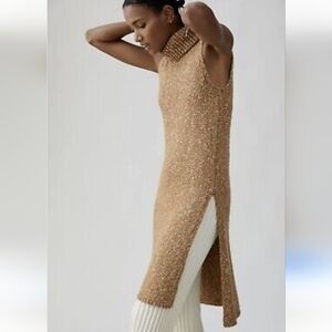 Anthropologie Sleeveless Tan Sweater Dress